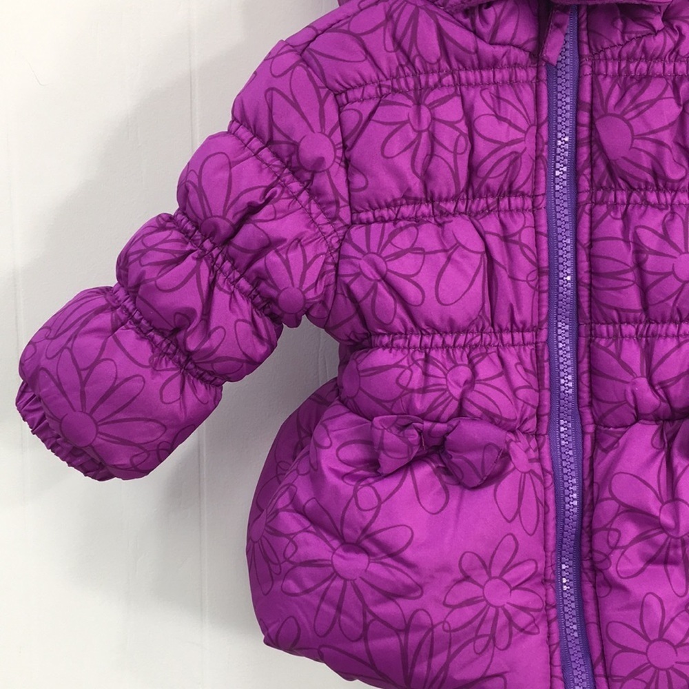 Pink Platinum Purple Daisy Print Coat Bib Set Size 12 M EXCELLENT Condition - Picture 9 of 9